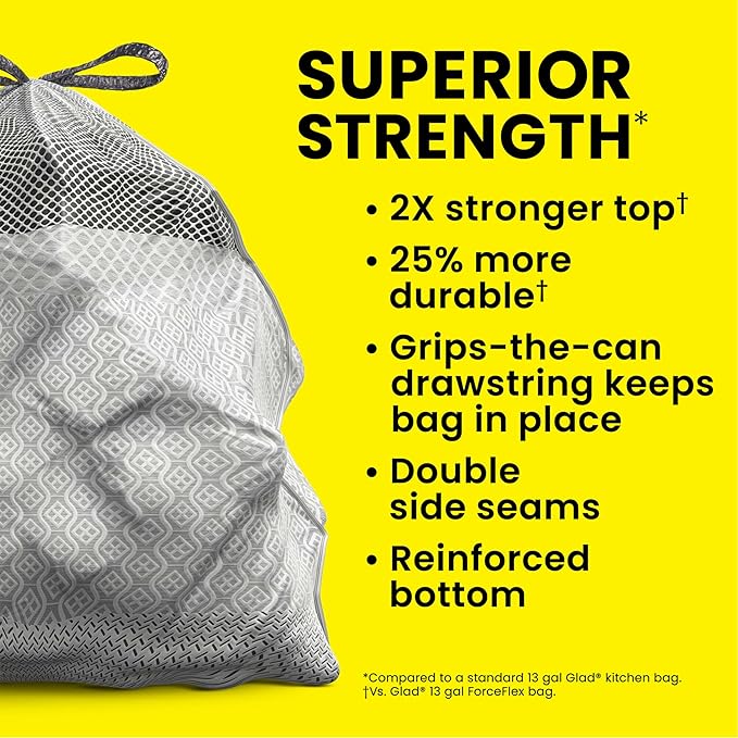 Glad ForceFlex MaxStrength Kitchen Trash Bags, 20 Gal, Fresh Clean Febreze, 80 Ct (Package May Vary)