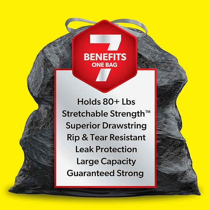 Glad Large 30 Gallon Trash Bags, Clorox Mountain Air Heavy Duty Garbage Bags, Forceflex with Drawstring, 50 Count (Packaging May Vary)