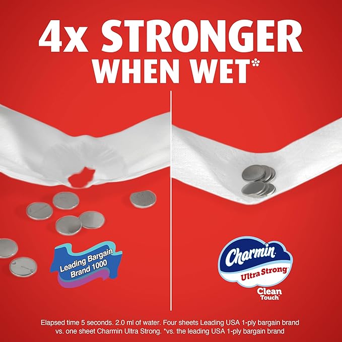 Charmin Toilet Paper Ultra Strong Clean Touch, 18 Family Mega XL Rolls = 126 Regular Rolls