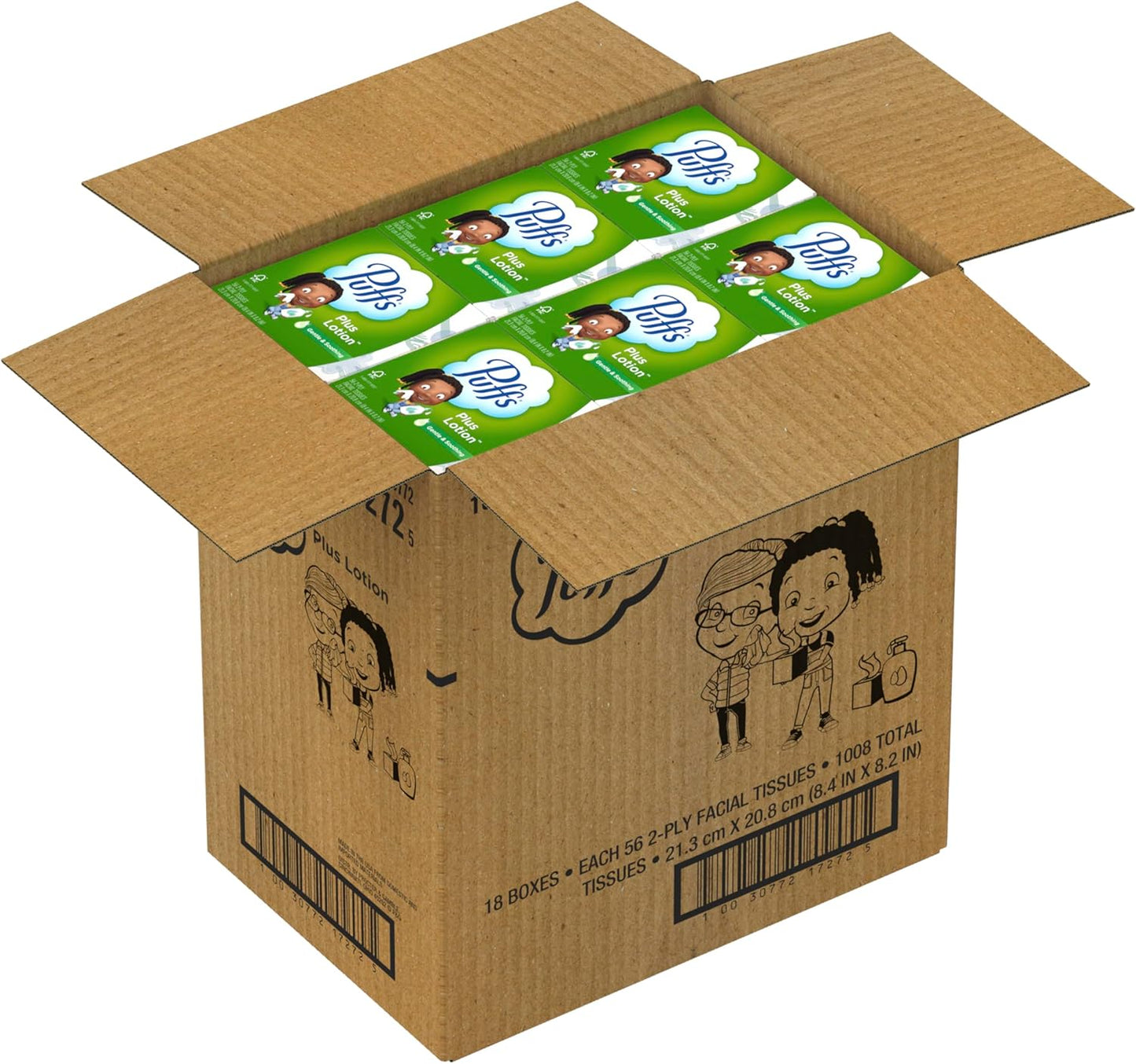 Puffs Plus Lotion Facial Tissue, 18 Cubes, 56 Tissues Per Box