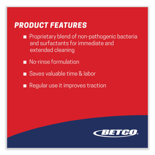 Betco BioActive Solutions No-Rinse Floor Cleaner, Rain Fresh Scent, 1 gal Bottle, 4/Carton (2580400)
