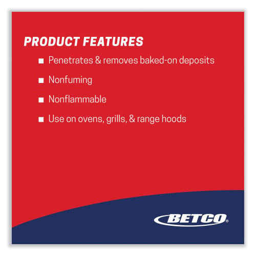 Betco Oven Fryer Grill Cleaner, Characteristic Scent, 1 gal Bottle, 4/Carton (10010400)