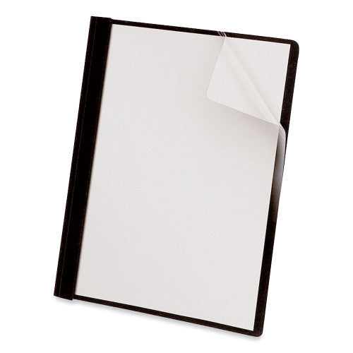 Universal Clear Front Report Cover, Prong Fastener, 0.5" Capacity, 8.5 x 11, Clear/Black, 25/Box (UNV57120)