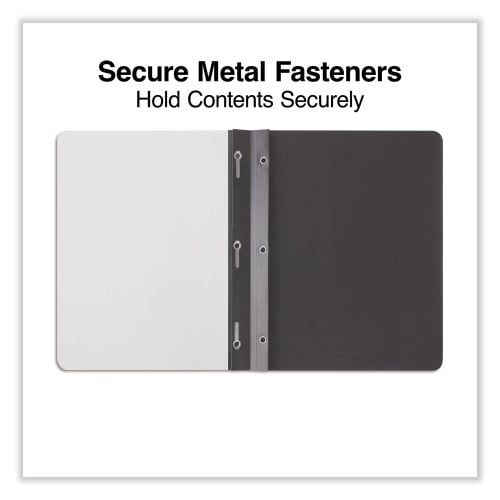 Universal Clear Front Report Cover, Prong Fastener, 0.5" Capacity, 8.5 x 11, Clear/Black, 25/Box (UNV57120)