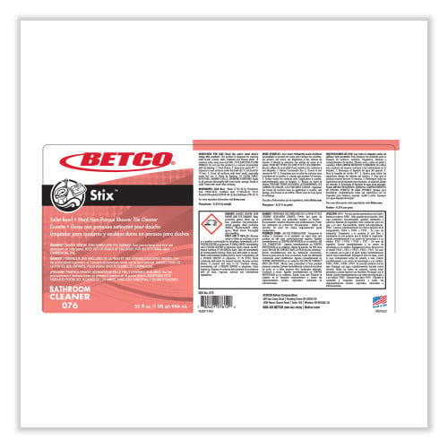 Betco Stix Toilet Bowl Cleaner, Cherry Almond Scent, 32 oz Bottle, 12/Carton (761200)