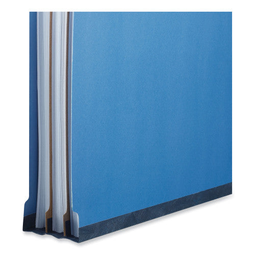 Universal Six-Section Pressboard Classification Folders, 2.5" Expansion, 2 Dividers, 6 Fasteners, Letter Size, Blue, 10/Box (UNV10410)