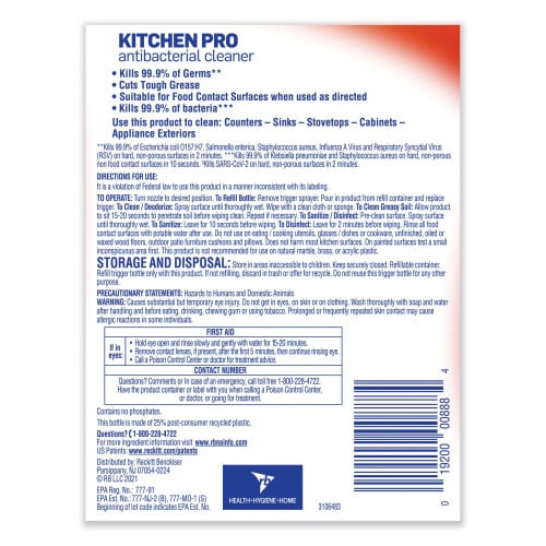 Lysol® Professional Kitchen Antibacterial Cleaner, Citrus Scent, 22 oz. Bottle, 9 Spray Bottles (79556)