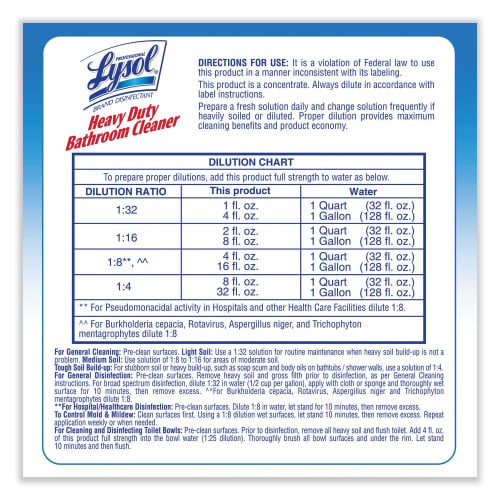 Lysol Disinfectant Heavy-Duty Bathroom Cleaner Concentrate, Lime, 1 gal Bottle (94201EA)