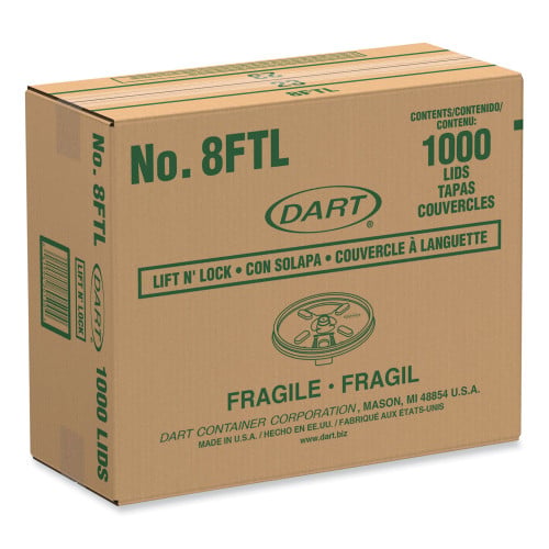Dart Lift n' Lock Plastic Hot Cup Lids, Fits 8 oz Cups, White, 1,000/Carton (8FTL)
