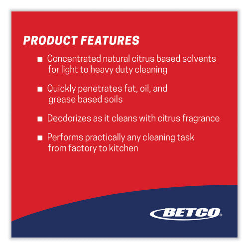 Betco Citrus Chisel, Citrus Scent, 1 gal Bottle, 4/Carton (1670400)