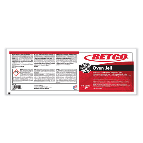 Betco Oven Jell Cleaner, Lemon Scent, 1 gal Bottle, 4/Carton (1390400)