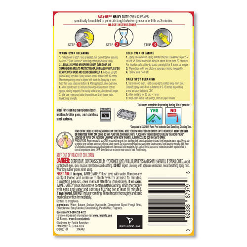 EASY-OFF Heavy Duty Oven Cleaner, Fresh Scent, Foam, 14.5 oz Aerosol Spray, 12/Carton (87979CT)