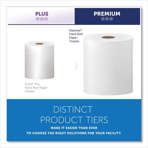 Kleenex Hard Roll Paper Towels with Premium Absorbency Pockets, 1-Ply, 8" x 600 ft, 1.75" Core, White, 6 Rolls/Carton (50606)