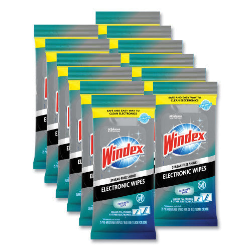 Windex® Electronics Cleaning Wipes, 1-Ply, 25 Wipe Pack, 12 Packs (319248)