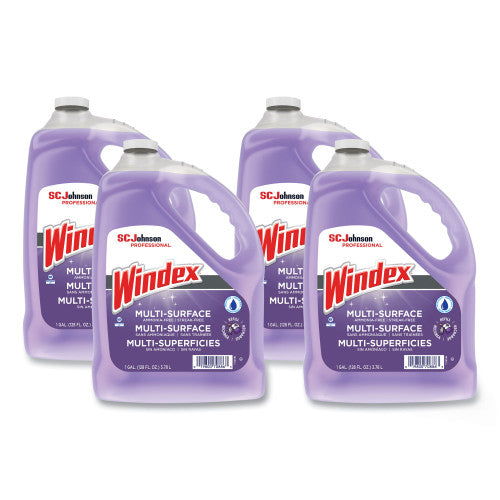 Windex Non-Ammoniated Glass/Multi Surface Cleaner, Pleasant Scent, 128 oz Bottle, 4/CT (697262)