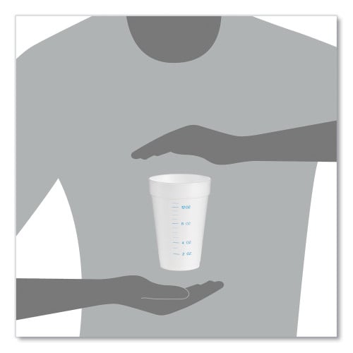 Dart Graduated Foam Medical Cups, 16 oz, White, 25/Pack, 40 Packs/Carton (16J16GRAD)