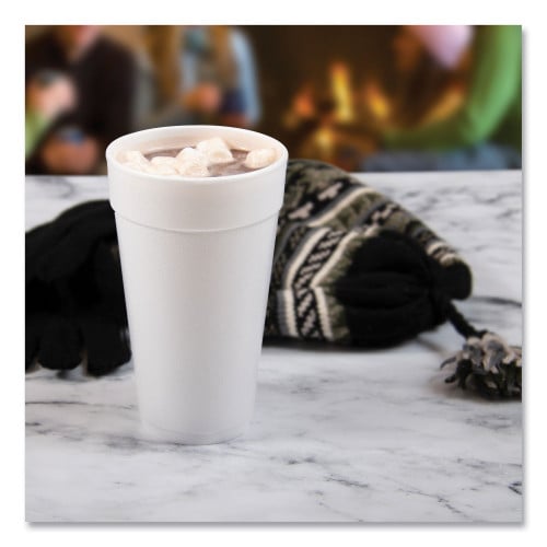 Dart Foam Drink Cups, 20 oz, White, 500/Carton (20J16)