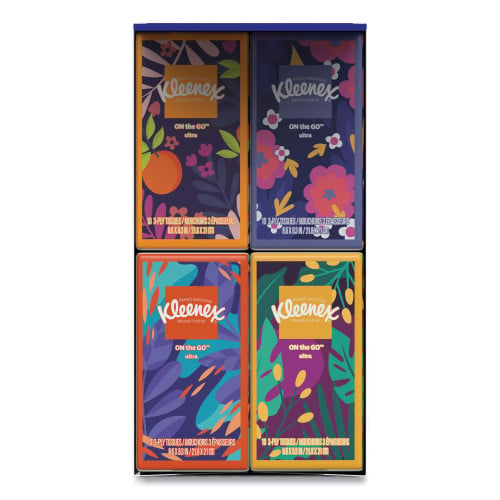 Kleenex On The Go Packs Facial Tissues, 3-Ply, White, 10/Pouch, 16 Pouches/Pack, 6 Packs/Carton (54635)