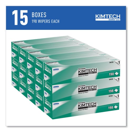 Kimtech Kimwipes Delicate Task Wipers, 1-Ply, 11.8 x 11.8, Unscented, White, 198/Box, 15 Boxes/Carton (34133)