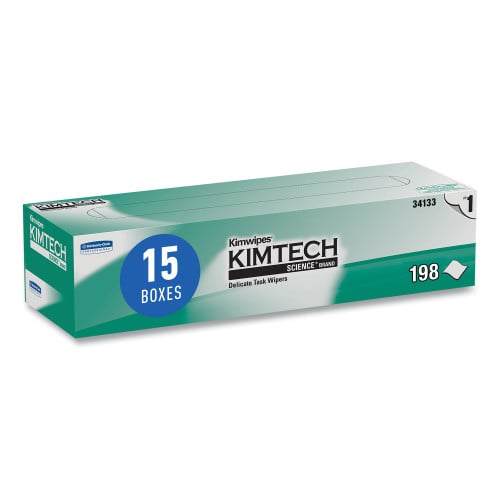 Kimtech Kimwipes Delicate Task Wipers, 1-Ply, 11.8 x 11.8, Unscented, White, 198/Box, 15 Boxes/Carton (34133)