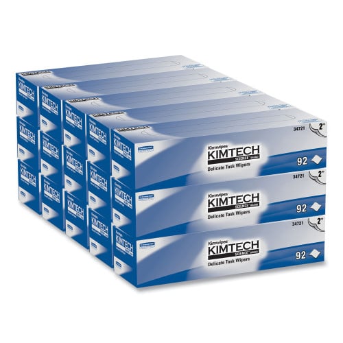 Kimtech Kimwipes Delicate Task Wipers, 2-Ply, 14.7 x 16.6, Unscented, White, 92/Box, 15 Boxes/Carton (34721)