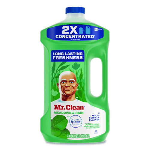 Mr. Clean Multipurpose Cleaning Solution with Febreze, Meadows and Rain, 64 oz Bottle, 4/Carton (10725)