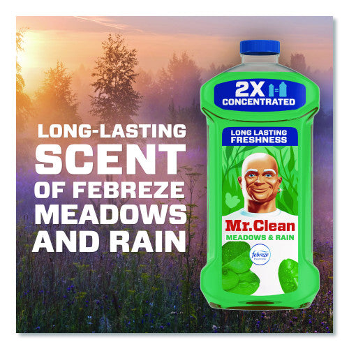 Mr. Clean Multipurpose Cleaning Solution with Febreze, Meadows and Rain, 64 oz Bottle, 4/Carton (10725)