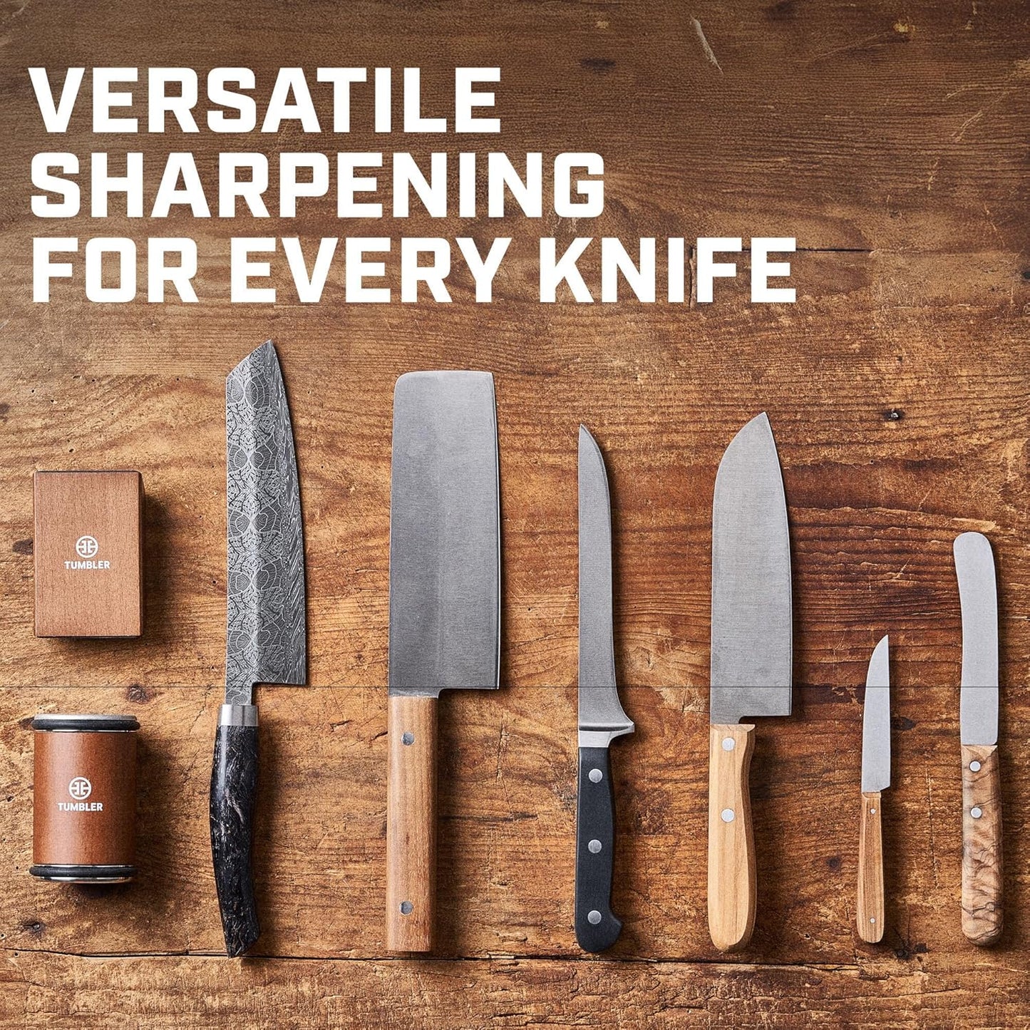 The Original Tumbler Rolling Knife Sharpener™ - Knife Sharpening Made Easy - Knife Sharpener Tool for Kitchen, Outdoor & Utility Knives - Kit Offers 15 & 20° Angles - Kitchen Gadgets & Gifts for Him
