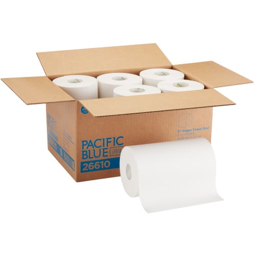 Georgia Pacific Professional Hardwound Paper Towel Roll, Nonperforated, 1-Ply, 9" x 400 ft, White, 6 Rolls/Carton (26610)